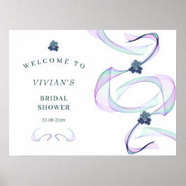 Póster Bienvenida a la lluvia de flores de fe púrpura nup