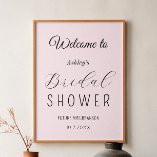 Póster Bienvenida a la lluvia de regalos de boda Blush Ro