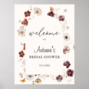 Póster Bienvenida a la lluvia de regalos de boda boho de 