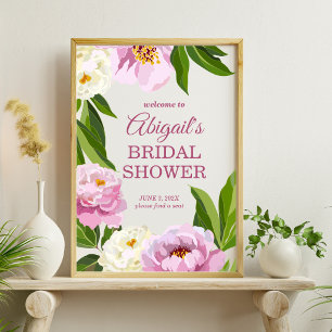 Póster Bienvenida a la lluvia de regalos de boda con flor