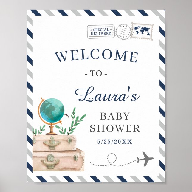 Póster Bienvenida a la marina Baby Shower de World Travel (Frente)