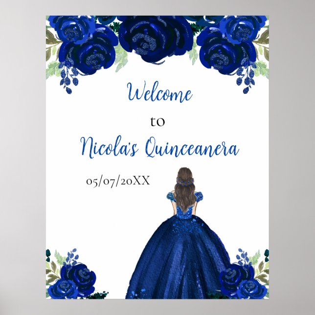 Póster Bienvenida a la Marina Princesa de Cabello Marrón (Frente)