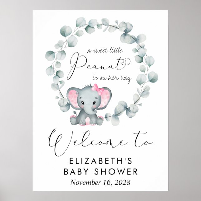Póster Bienvenida a la niña elefante cutáneo Eucalyptus (Frente)