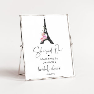 Póster Bienvenida a la novia de la torre eiffel minimalis