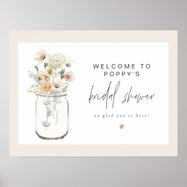 Póster Bienvenida a la novia de Mason Jar (Frente)