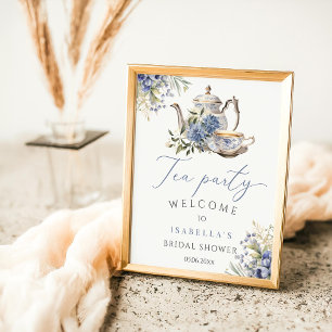 Póster Bienvenida a la novia del Tea Fiesta Blue Floral