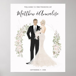 Póster Bienvenida a la pareja Boda de Bride y Groom