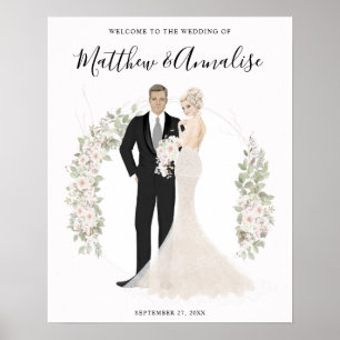 Póster Bienvenida a la pareja Boda de Bride y Groom