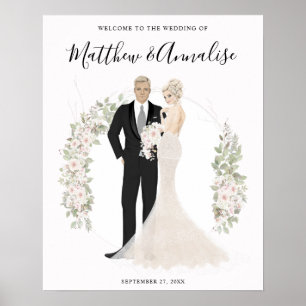 Póster Bienvenida a la pareja Boda de Bride y Groom