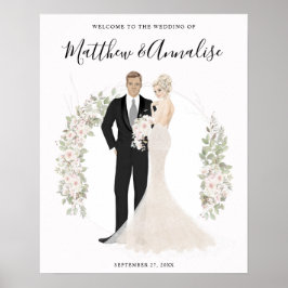 Póster Bienvenida a la pareja Boda de Bride y Groom