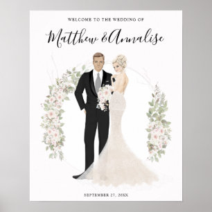 Póster Bienvenida a la pareja Boda de Bride y Groom