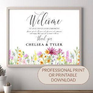 Póster Bienvenida a la pradera de flores silvestres sin p