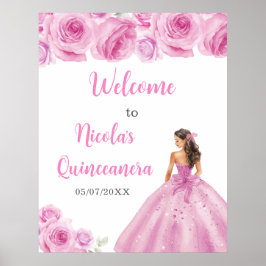 Póster Bienvenida a la princesa con vestimenta rosa claro