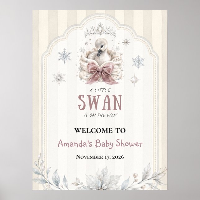 Póster Bienvenida a la Princesa de Invierno Fiesta de Beb (Frente)