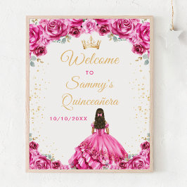 Póster Bienvenida a la princesa quinceañera