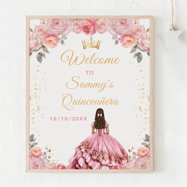 Póster Bienvenida a la Princesa Rosa Quinceañera (Subido por el creador)