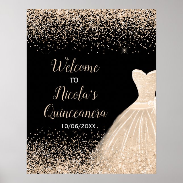 Póster Bienvenida a la Purpurina Quinceanera (Frente)