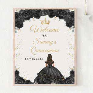 Póster Bienvenida a la Quinceañera Princesa Negra