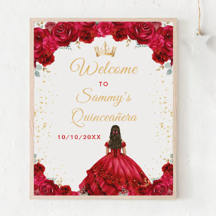 Póster Bienvenida a la Quinceañera Princesa Roja