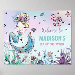 Póster Bienvenida a la sirena Baby Shower Under the Sea