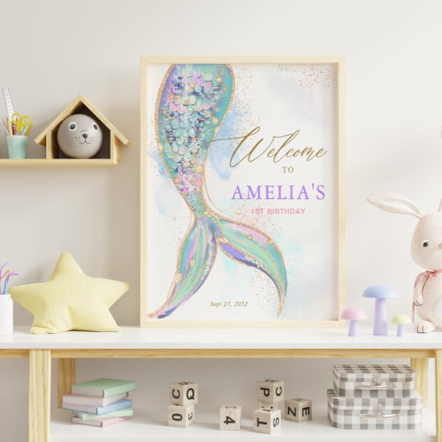 Póster Bienvenida a la sirena de la Purpurina del oro baj (Subido por el creador)