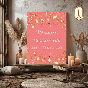 Póster Bienvenida a las estrellas de coral de la fiesta d