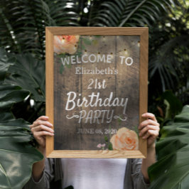 Póster Bienvenida a las Flores de Fiesta de Cumpleaños Ma