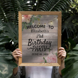 Póster Bienvenida a las Flores de Fiesta de Cumpleaños Ma