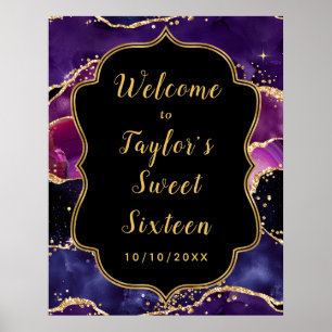 Póster Bienvenida a las Secuencias Purple Gold Agate Swee