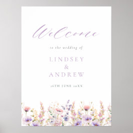 Póster Bienvenida a Lilac Wildflowers Boda
