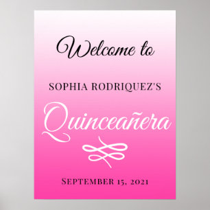 Póster Bienvenida a los 15 cumpleaños de la Quinceañera R