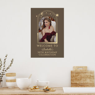 Póster Bienvenida a los 30 cumpleaños de Mocha Gold Celes