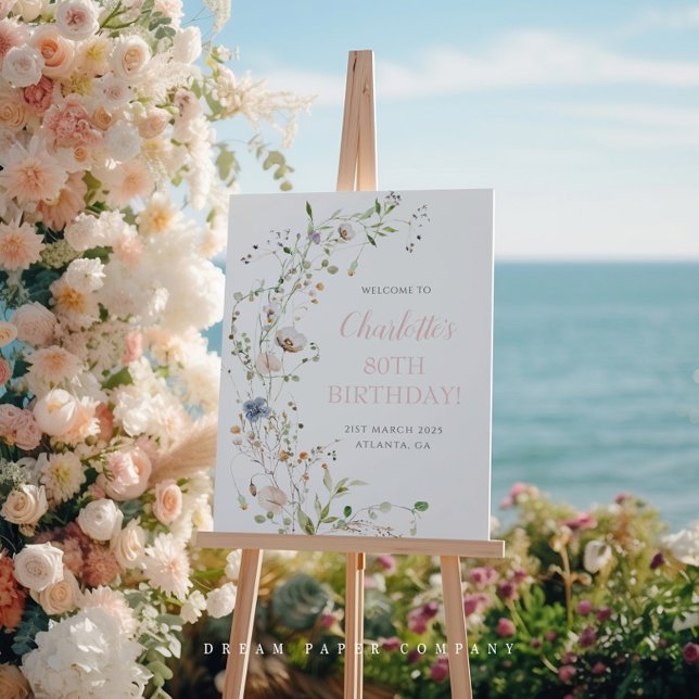 Póster Bienvenida a los 80º cumpleaños de Rubor Wildflowe (Subido por el creador)