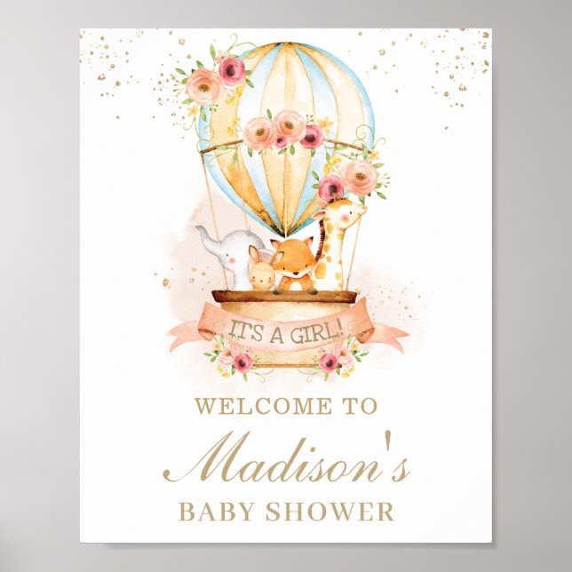 Póster Bienvenida a los animales de Baby Shower de los gl (Frente)