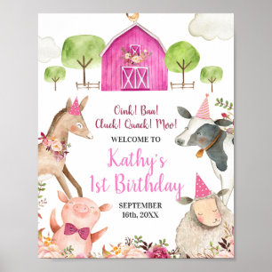 Póster Bienvenida a los animales de granja chica Barnyard