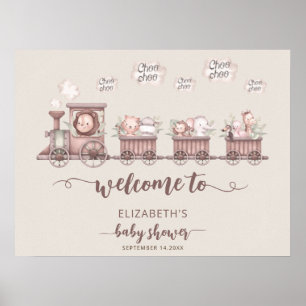 Póster Bienvenida a los animales de Safari en Baby Shower