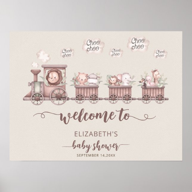 Póster Bienvenida a los animales de Safari en Baby Shower (Frente)