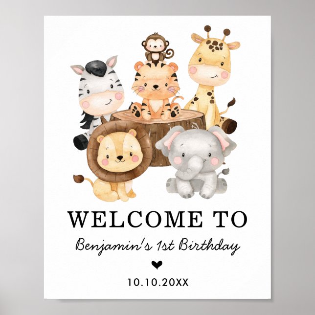 Póster Bienvenida a los animales salvajes de un primer cu (Frente)