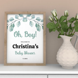 Póster Bienvenida a los chicos de la Baby Shower verde