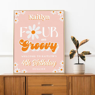 Póster Bienvenida a los cuatro Chicas de Retro de Groovy