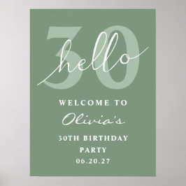 Póster Bienvenida a los cumpleaños verdes de Hello 30 Mod
