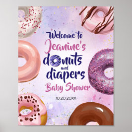 Póster Bienvenida a los donuts y pañales Bebé Sprinkle Sh