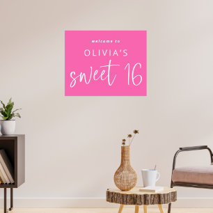 Póster Bienvenida a los dulces 16 cumpleaños del moderno 