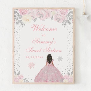Póster Bienvenida a los dulces dieciséis de la chica de p