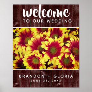Póster Bienvenida a los girasoles otoñales en el Boda de 