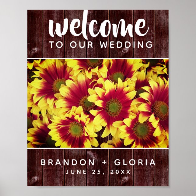 Póster Bienvenida a los girasoles otoñales en el Boda de  (Frente)