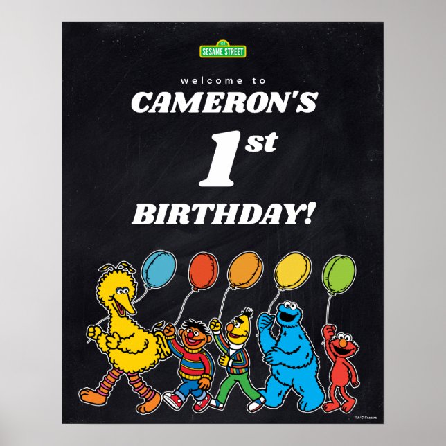 Póster Bienvenida a los globos de cumpleaños 1 de Sesame  (Frente)