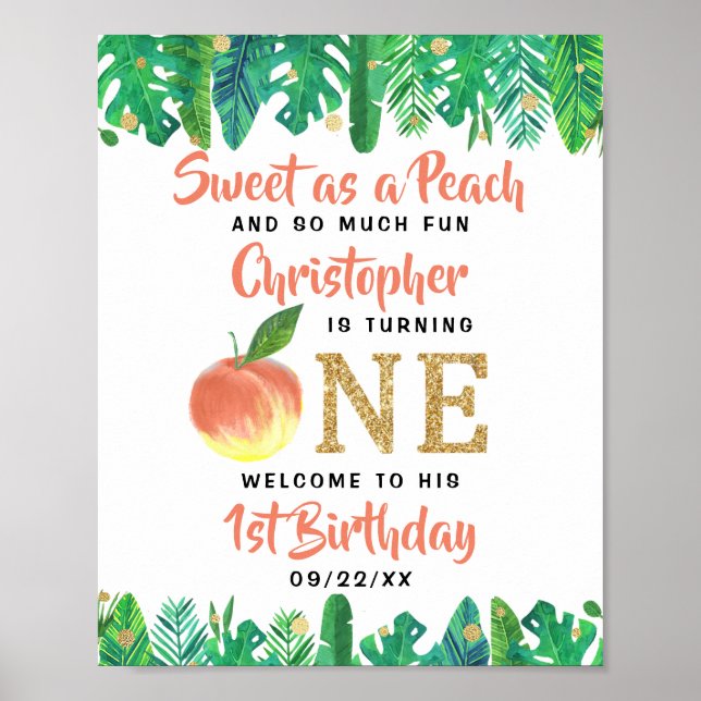 Póster Bienvenida a los niños dulces de primer cumpleaños (Frente)