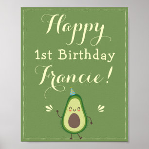 Póster Bienvenida a los primeros cumpleaños de Cute Aguac