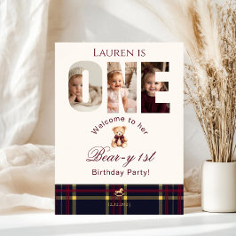 Póster Bienvenida a los primeros cumpleaños de Teddy Bear